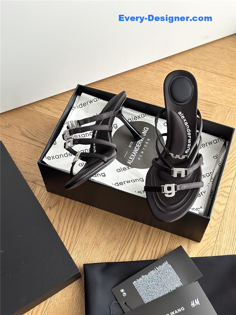 alexander wang rhinestone letter high heel slippers