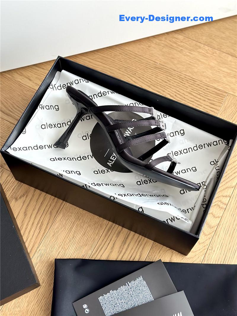 alexander wang rhinestone letter high heel slippers