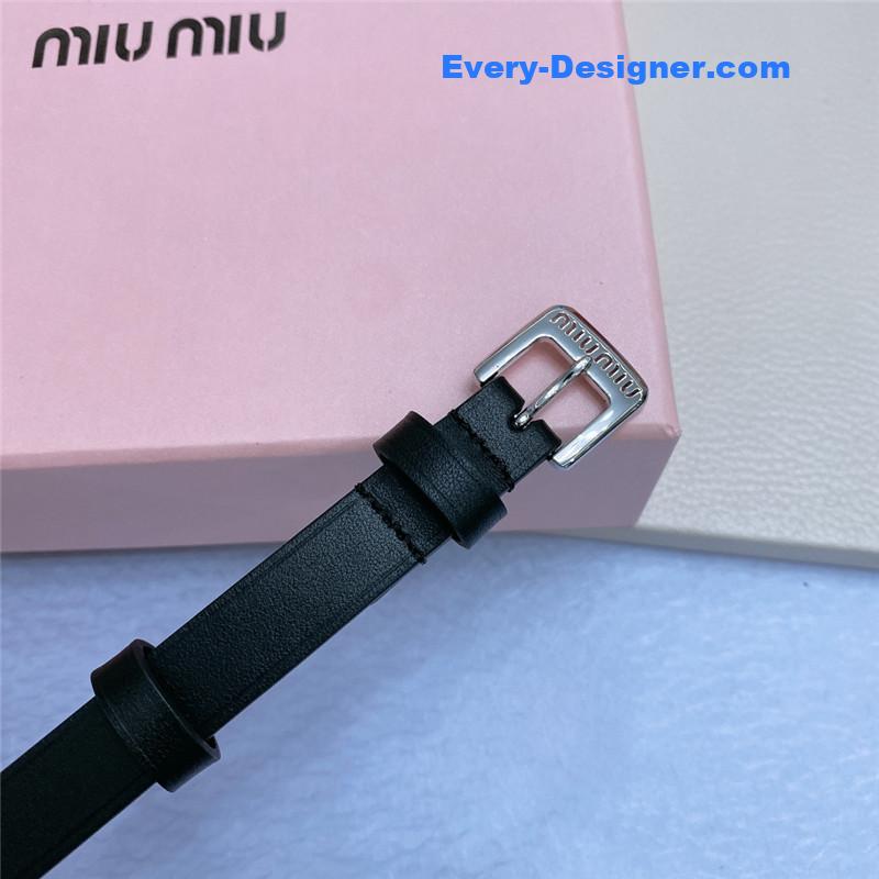 M1um1u metal perforated micro-logo leather belt