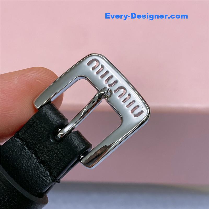 M1um1u metal perforated micro-logo leather belt