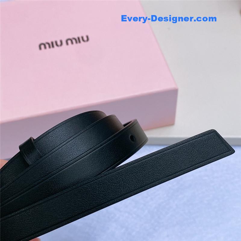 M1um1u metal perforated micro-logo leather belt