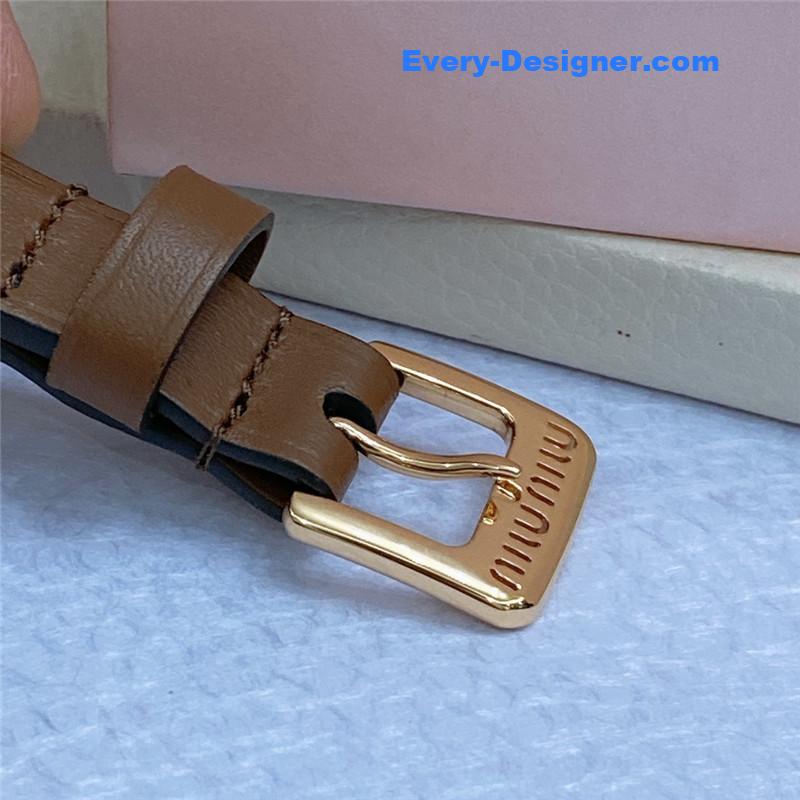 M1um1u metal perforated micro-logo leather belt