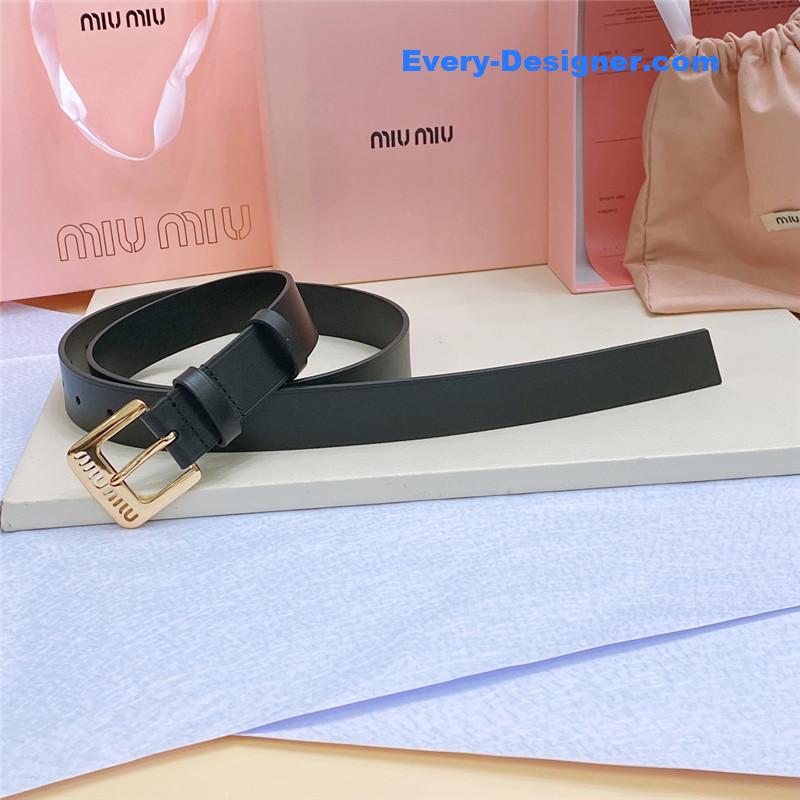 M1um1u metal perforated micro-logo leather belt