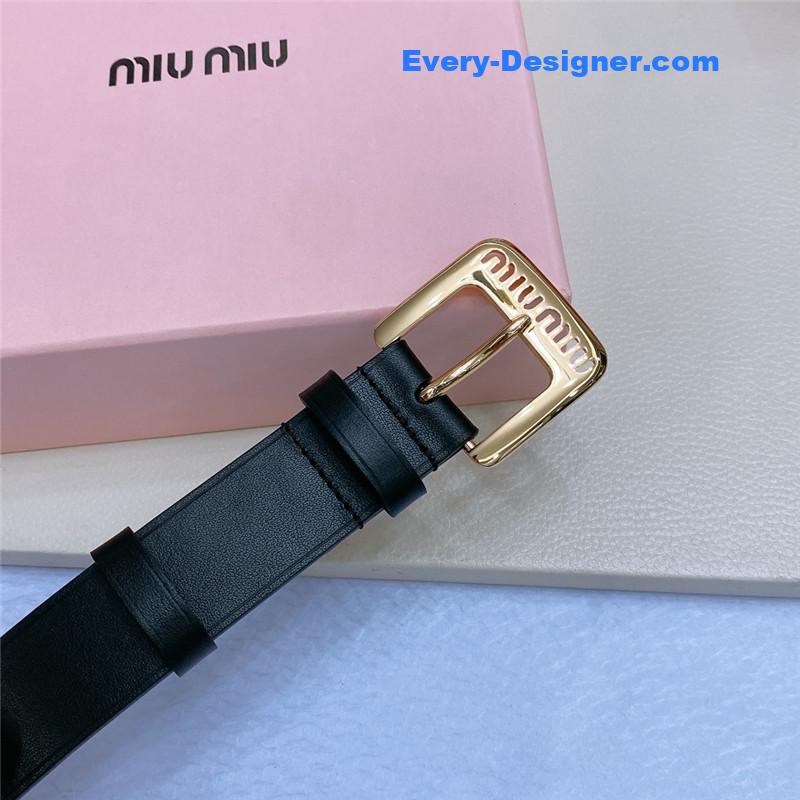 M1um1u metal perforated micro-logo leather belt