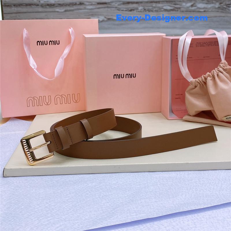 M1um1u metal perforated micro-logo leather belt