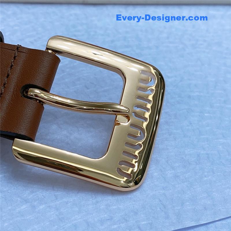 M1um1u metal perforated micro-logo leather belt