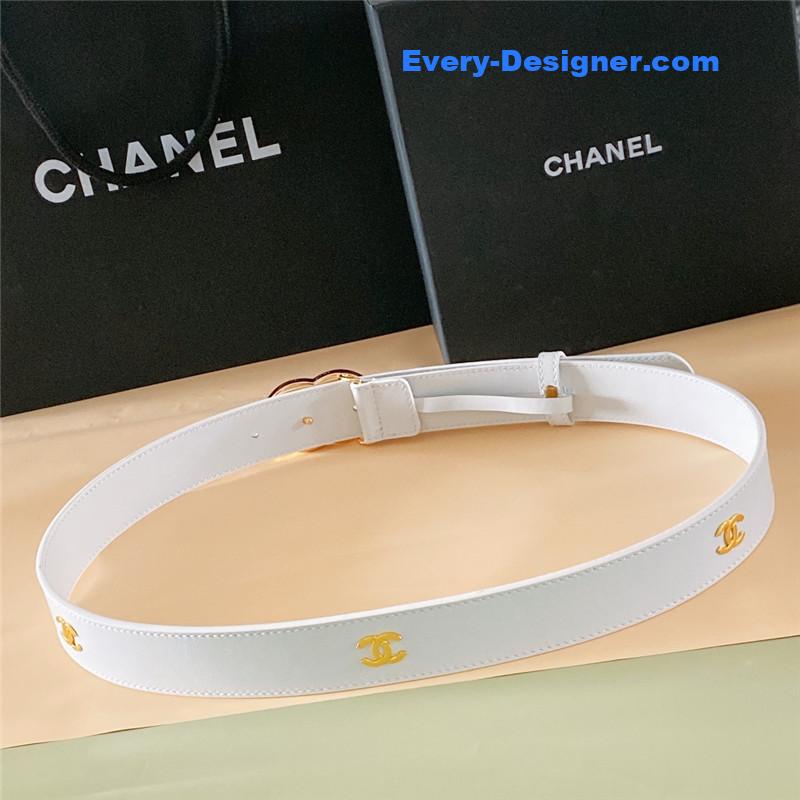 Ch**el black and white enamel double c logo belt
