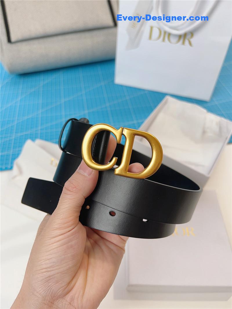 dior width 3.0cm black calfskin belt
