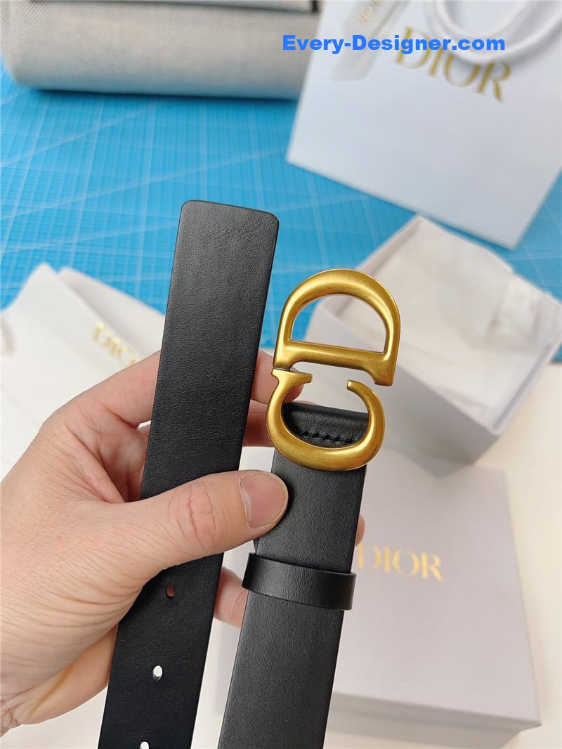 dior width 3.0cm black calfskin belt