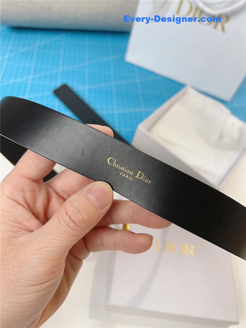 dior width 3.0cm black calfskin belt