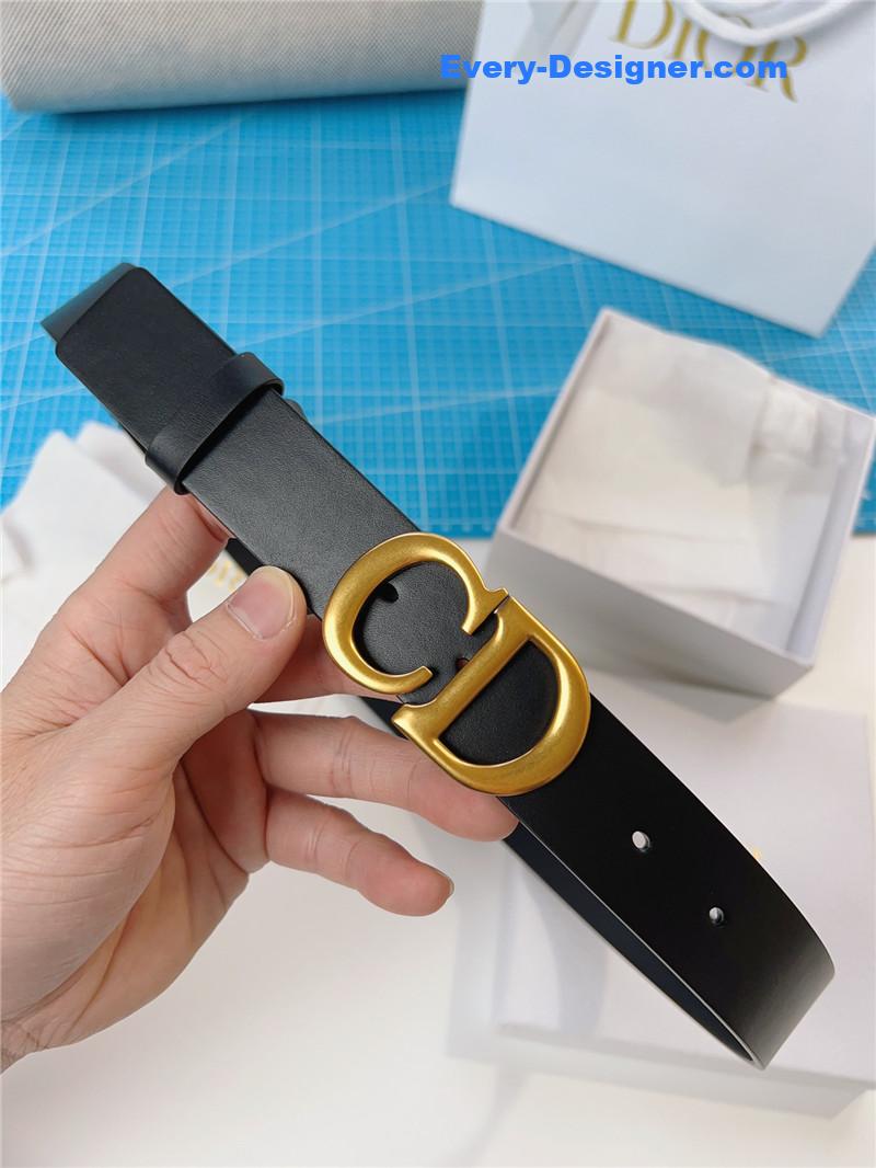 dior width 3.0cm black calfskin belt