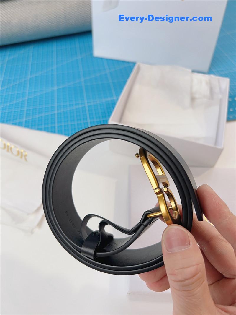 dior width 3.0cm black calfskin belt