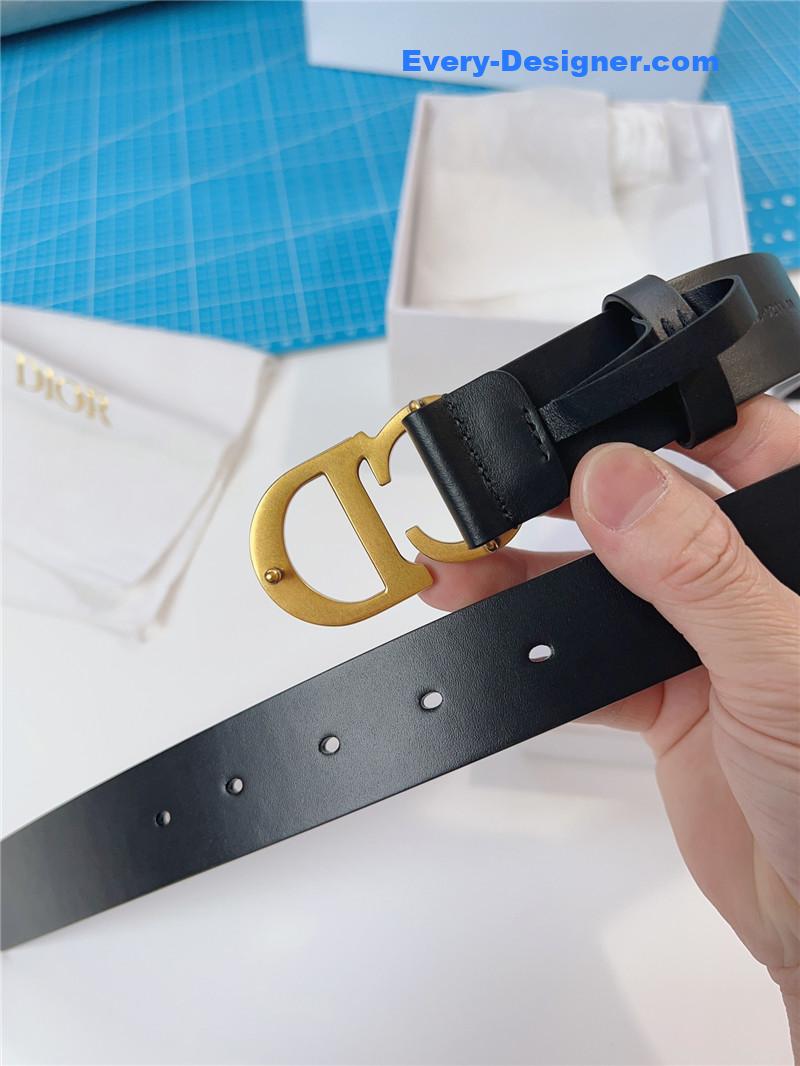 dior width 3.0cm black calfskin belt