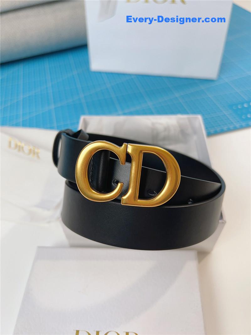 dior width 3.0cm black calfskin belt