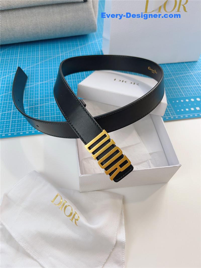 dior Diorquake black calfskin leather belt