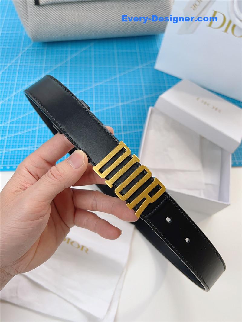 dior Diorquake black calfskin leather belt