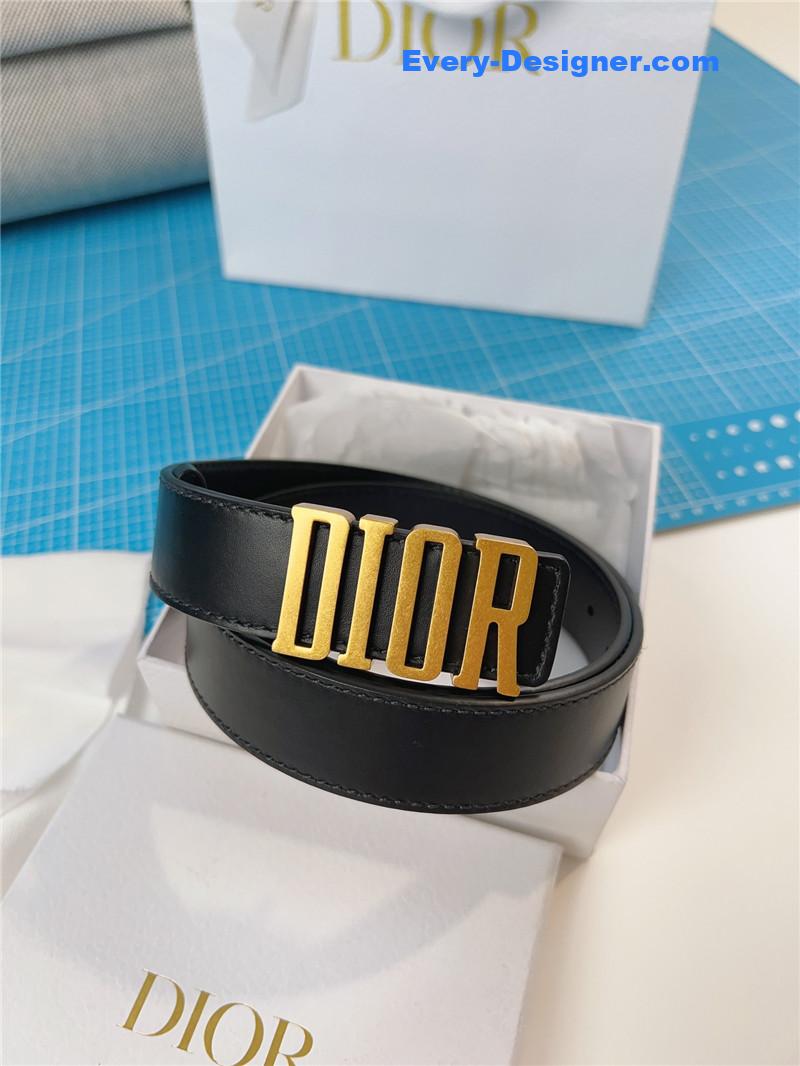 dior Diorquake black calfskin leather belt