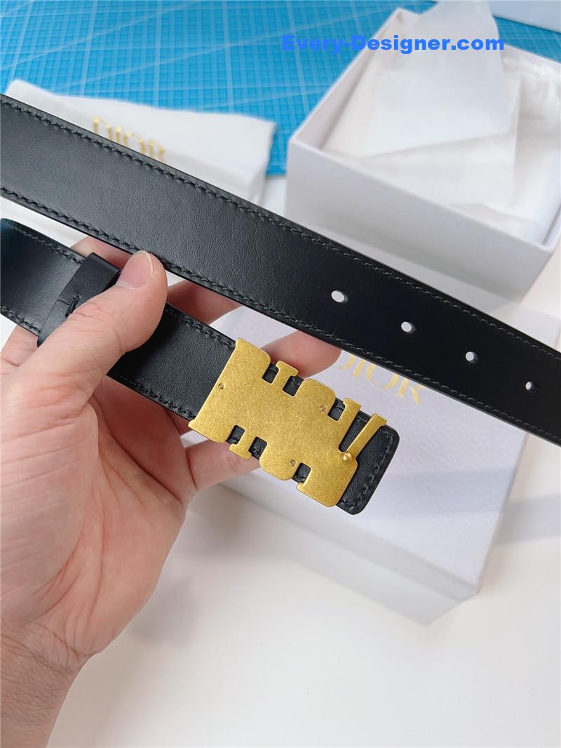 dior Diorquake black calfskin leather belt