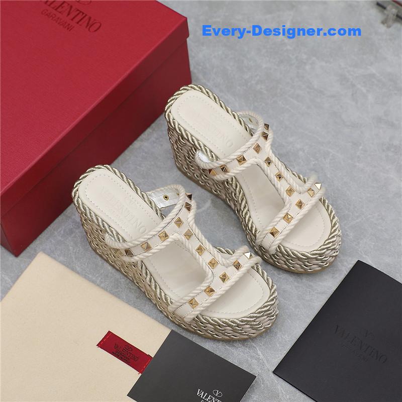 Va1e*ntin0 rope studded wedge sandals