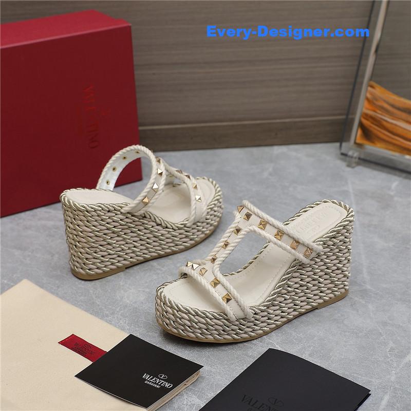 Va1e*ntin0 rope studded wedge sandals