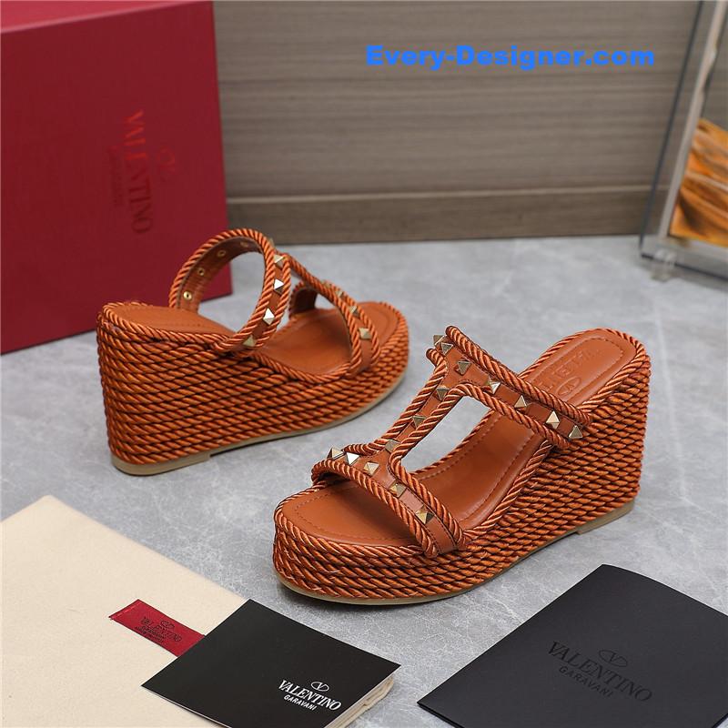 Va1e*ntin0 rope studded wedge sandals