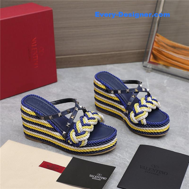 Va1e*ntin0 rope studded wedge sandals