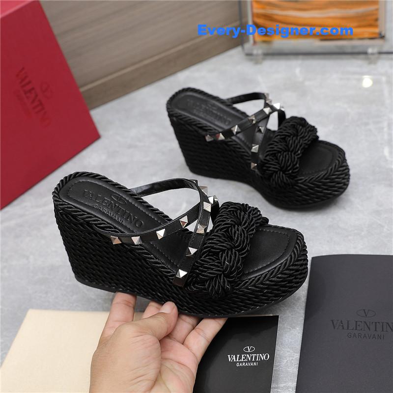 Va1e*ntin0 rope studded wedge sandals
