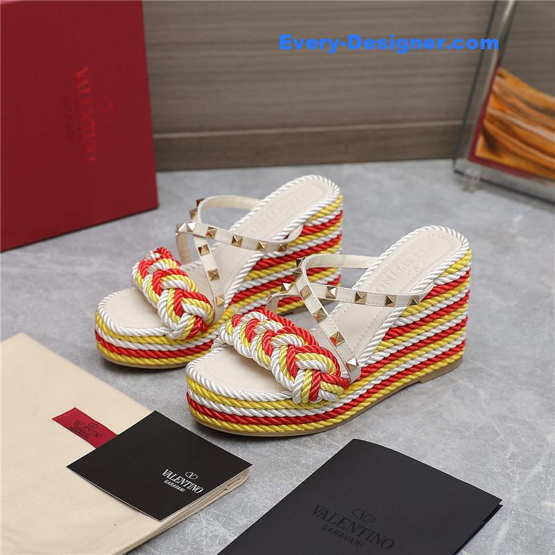 Va1e*ntin0 rope studded wedge sandals