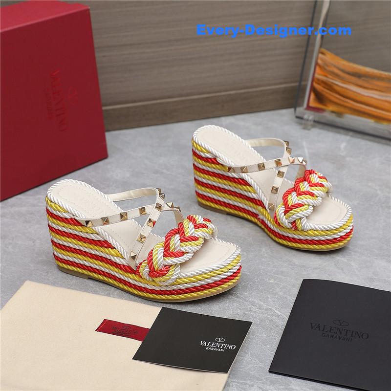 Va1e*ntin0 rope studded wedge sandals