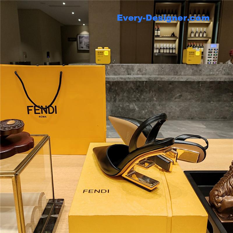 Fendi First Black Leather Slingback Pumps