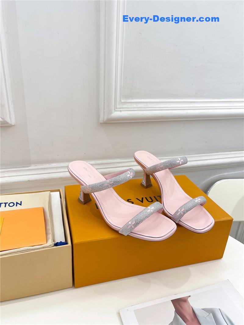 l0vis vvtt0n lv square toe hot D1am0nd high-heeled slippers