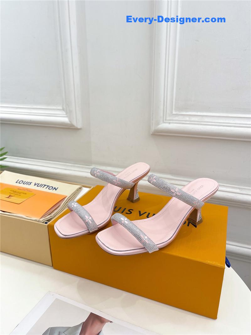 l0vis vvtt0n lv square toe hot D1am0nd high-heeled slippers