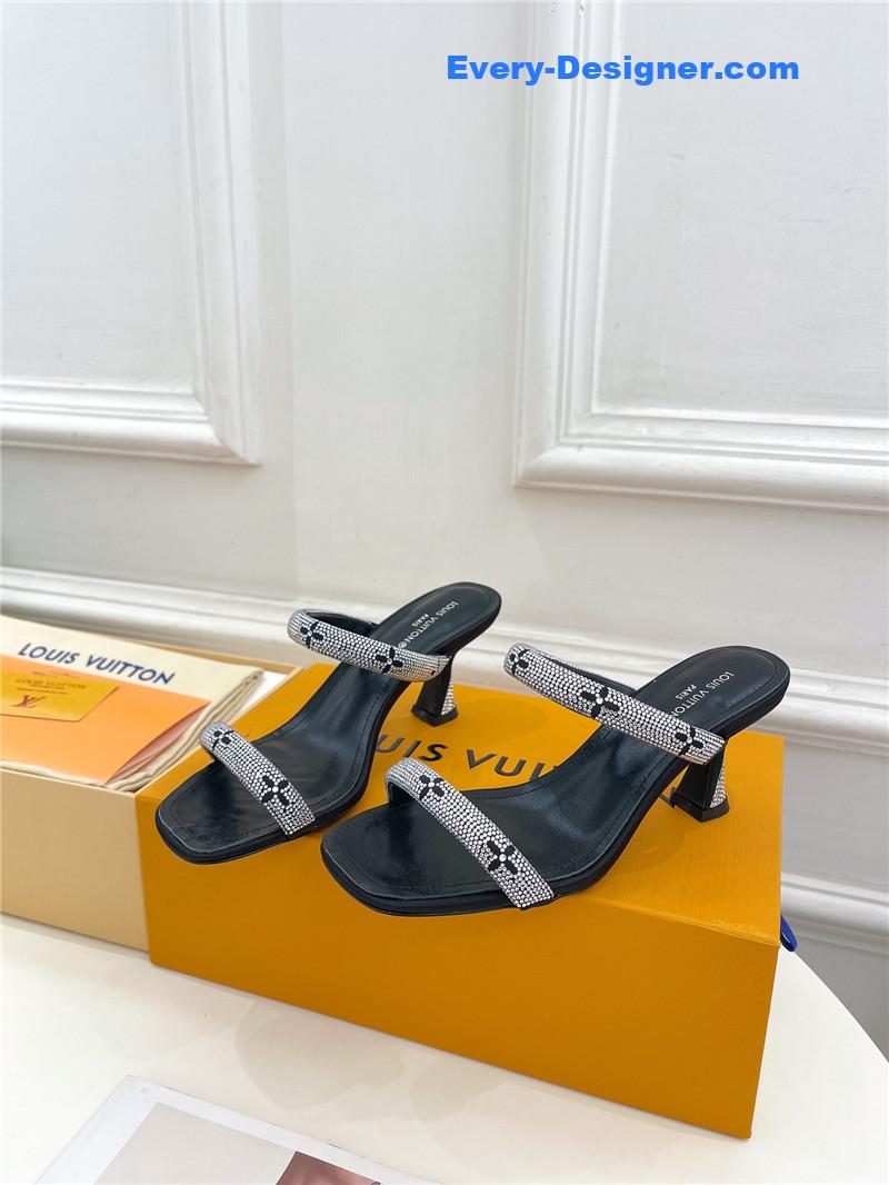 l0vis vvtt0n lv square toe hot D1am0nd high-heeled slippers
