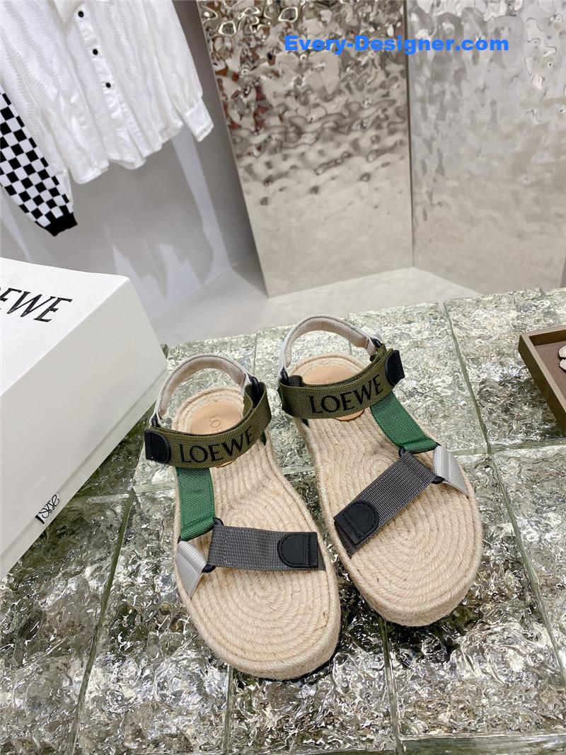 loewe new straw platform color block sandals
