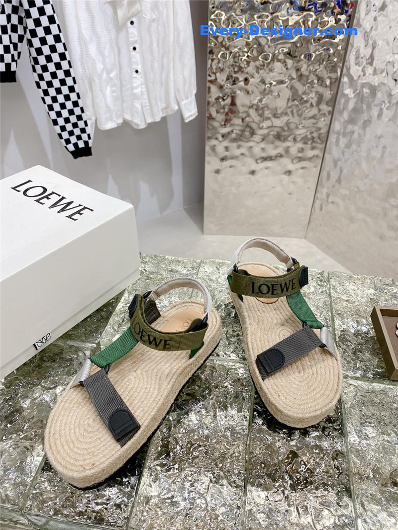 loewe new straw platform color block sandals