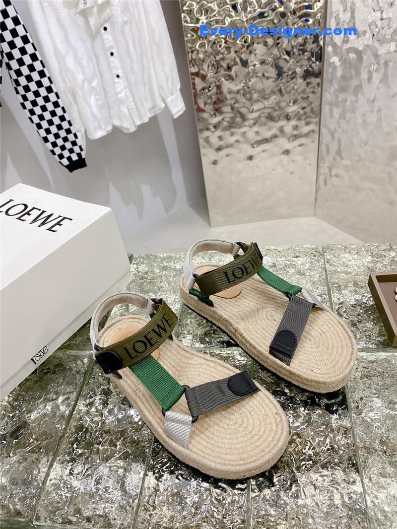 loewe new straw platform color block sandals