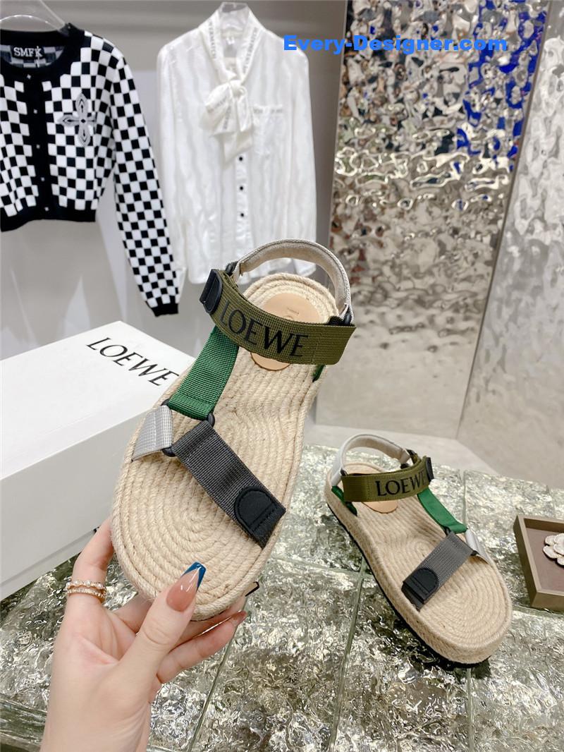 loewe new straw platform color block sandals