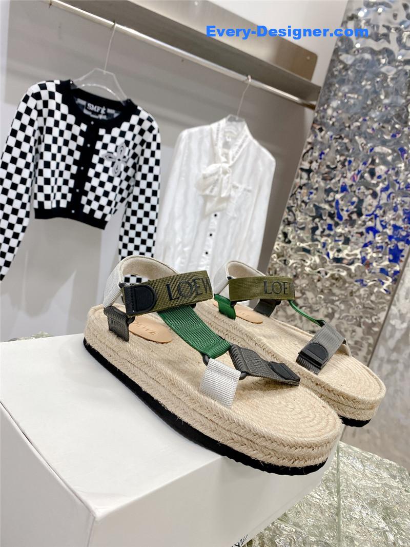 loewe new straw platform color block sandals