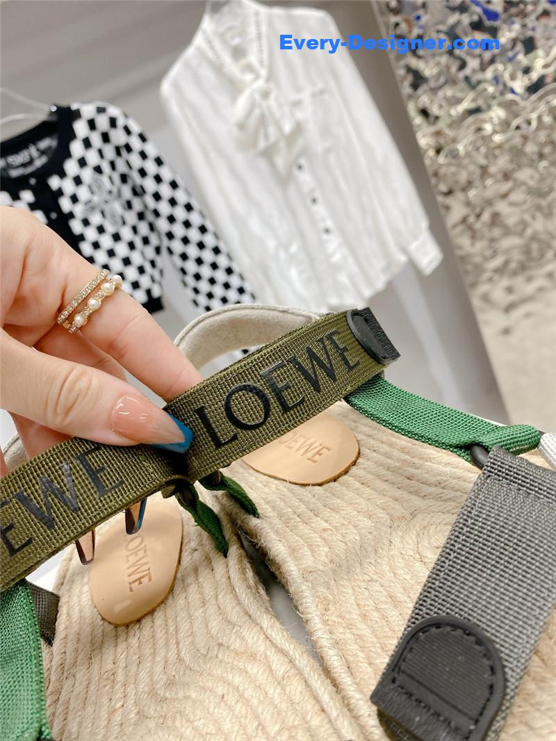 loewe new straw platform color block sandals