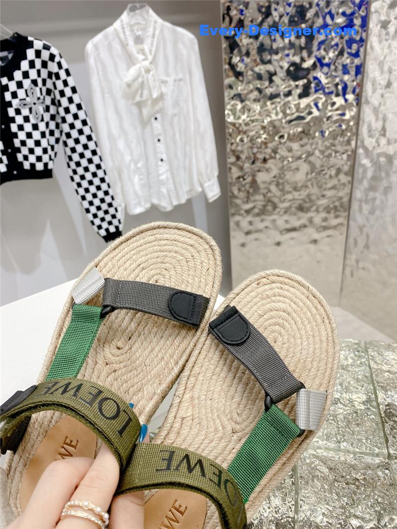 loewe new straw platform color block sandals
