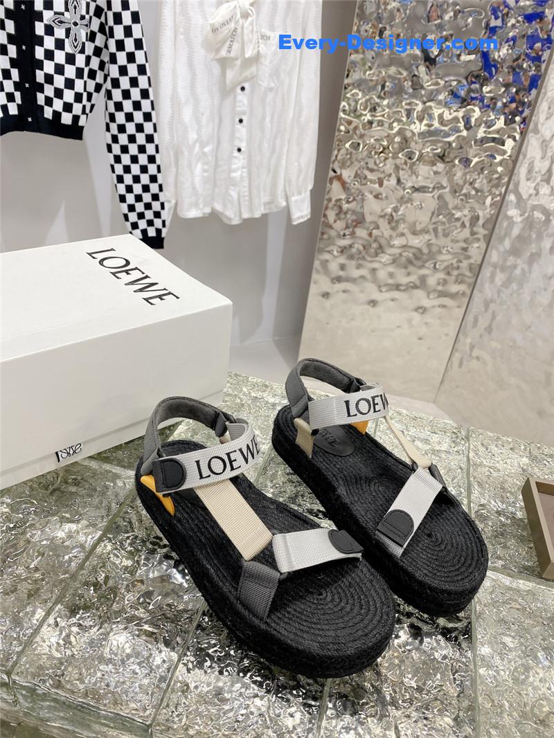 loewe new straw platform color block sandals