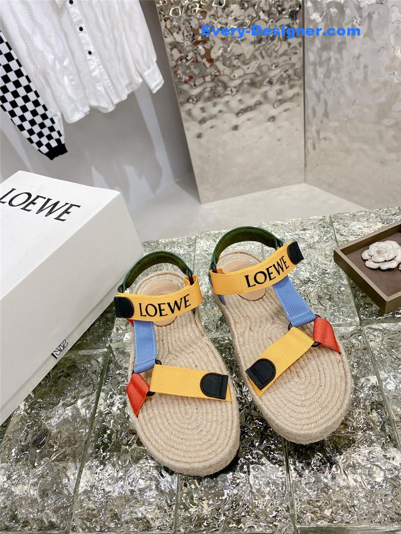 loewe new straw platform color block sandals