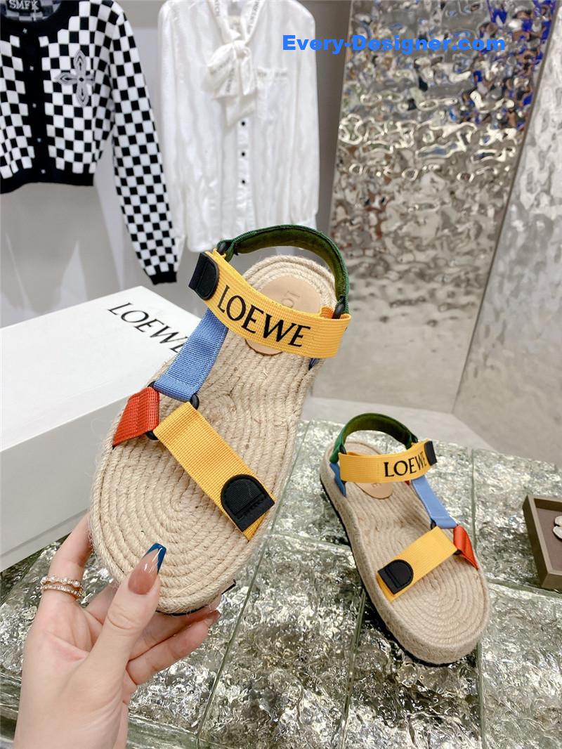 loewe new straw platform color block sandals