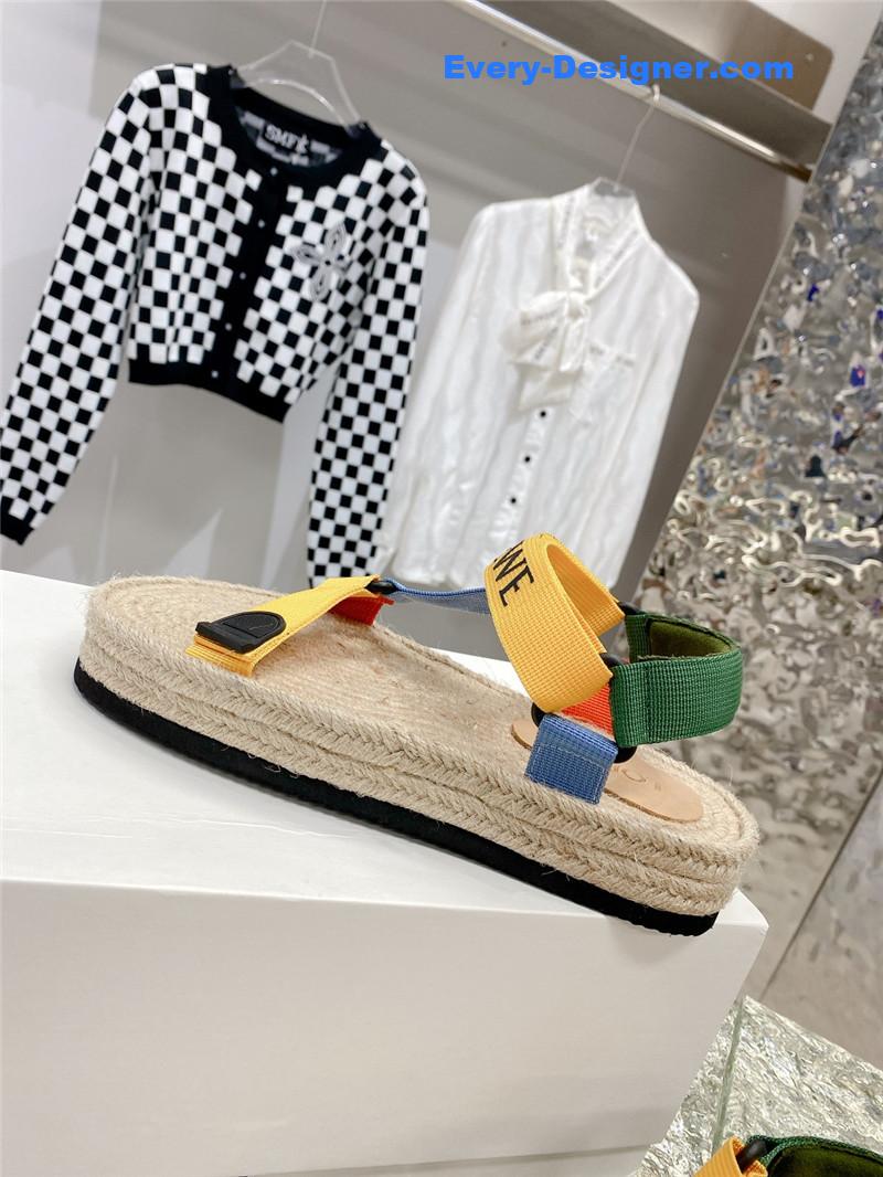 loewe new straw platform color block sandals