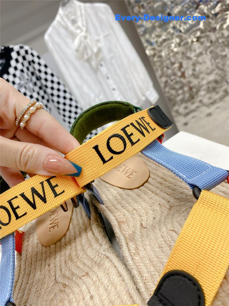 loewe new straw platform color block sandals