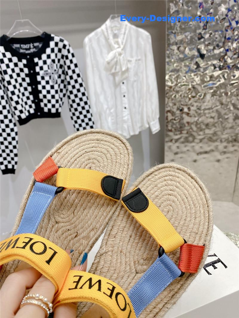loewe new straw platform color block sandals