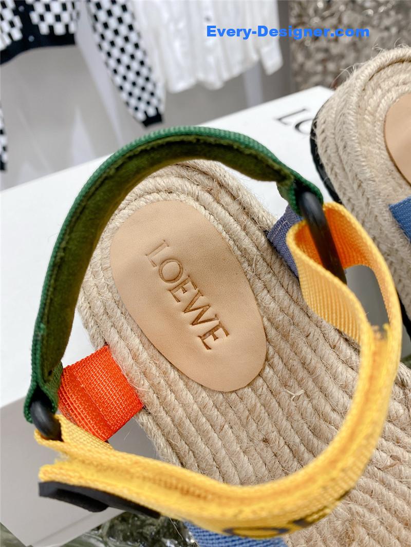 loewe new straw platform color block sandals