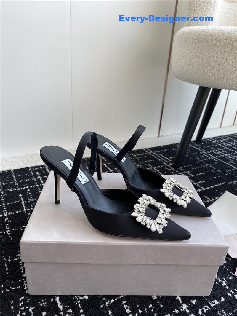 Jimmy Choo Square Buckle Drill Point Half Drag