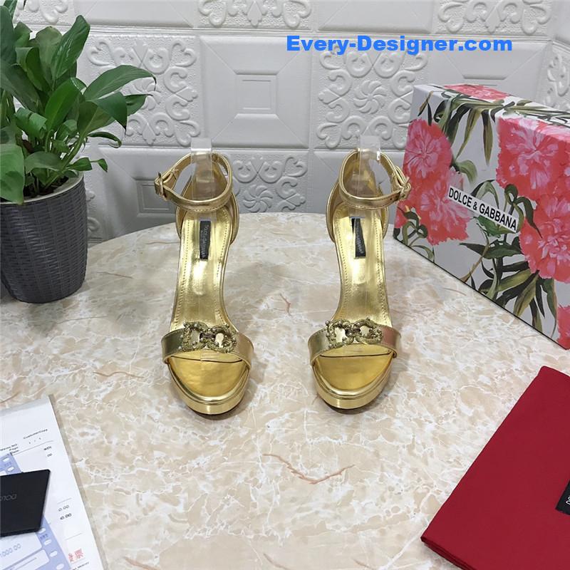 Dolce & Gabbana d&g platform DG big gold buckle heel sandals