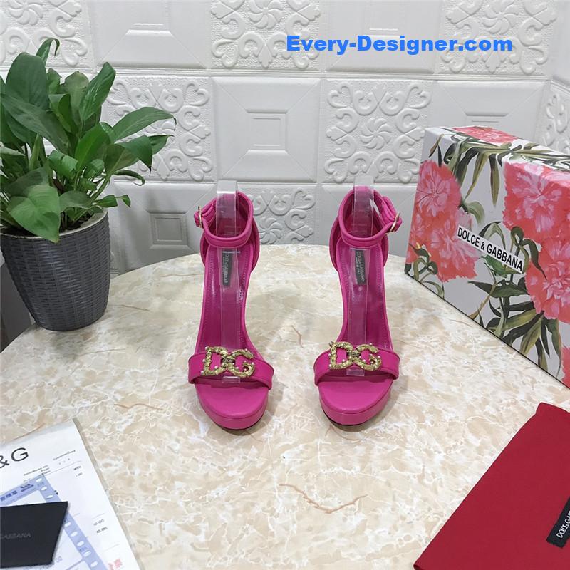 Dolce & Gabbana Baroque DG 105mm Fuchsia Leather Sandals